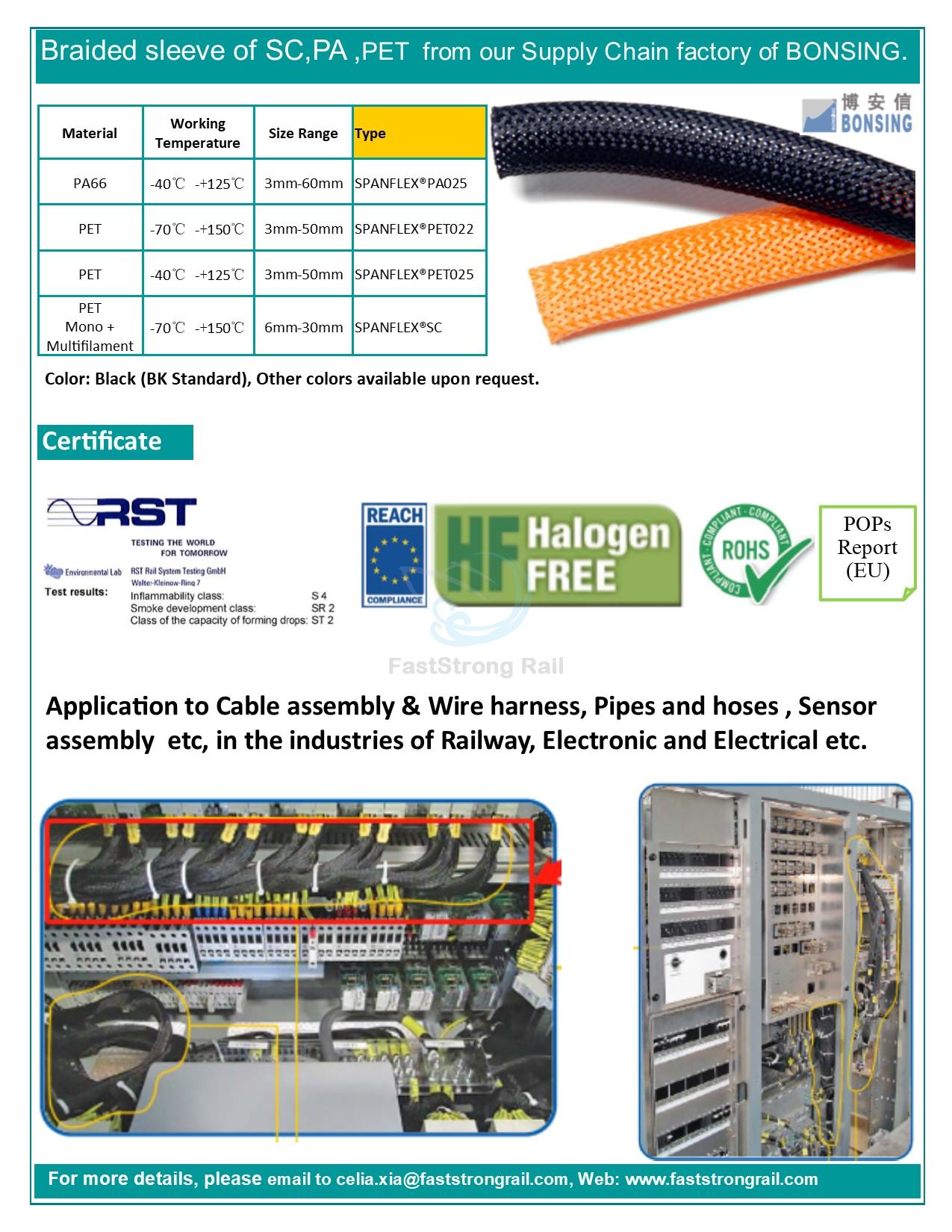 Braided sleeve of SC,PA ,PET from our Supply Chain factory